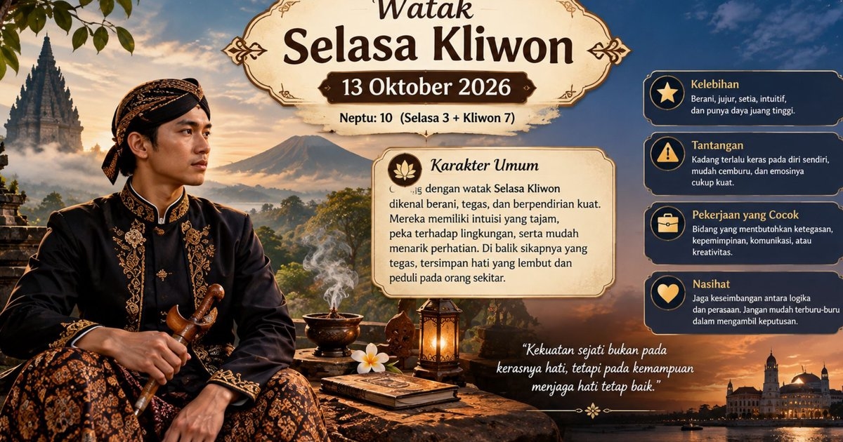 Selasa Kliwon: Weton Neptu 11 yang Wataknya Bisa Jadi Pujangga atau Malah Menyebalkan