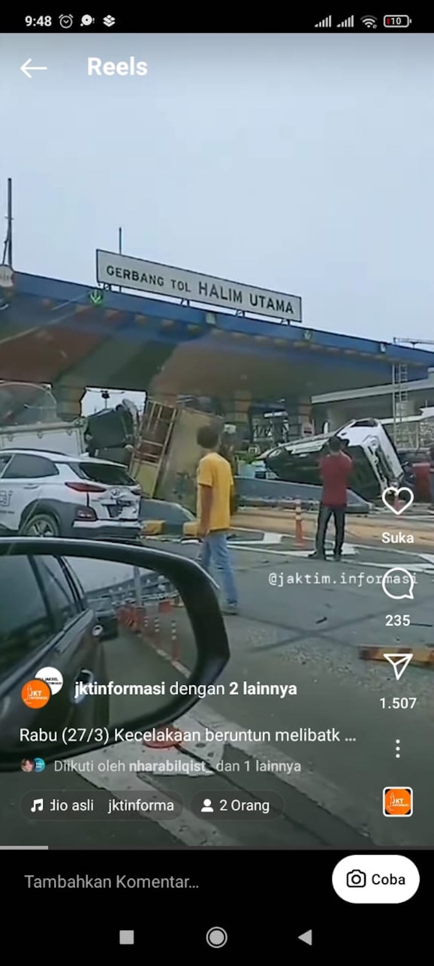 Dua Orang Luka dalam Kecelakaan Maut di Gerbang Tol Halim