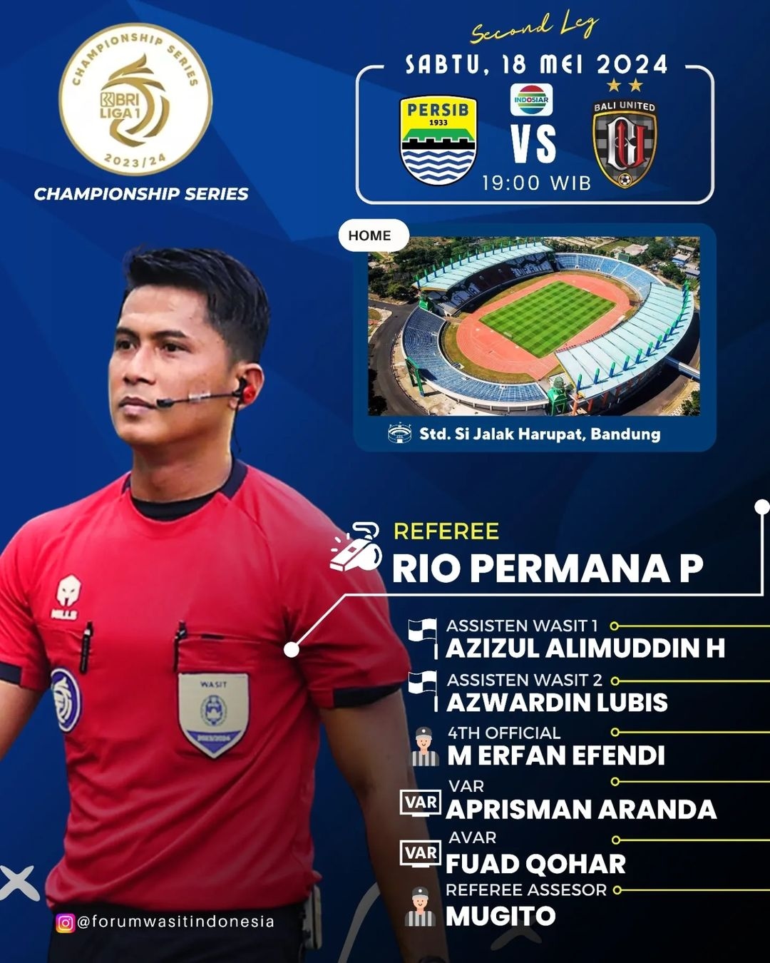 Wasit Rio Permana, Pimpin Laga  Laga Persija Jakarta vs Malut United di BRI Super League 2025/26