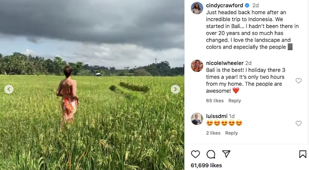 VIRAL! Supermodel Cindy Crawford Liburan di Bali, Bagikan Momen Tak Terduga Ini, Hanya Warlok yang Berani Lakukan, Apa Itu?