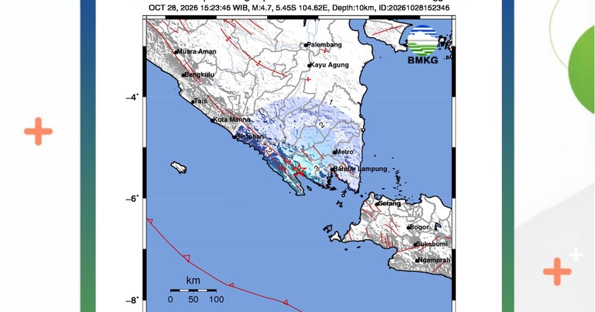 GEMPA LAMPUNG HARI INI! Gempa Magnitudo 4,7 Guncang Tanggamus Lampung, Getaran Dirasakan hingga Kotaagung dan Pringsewu