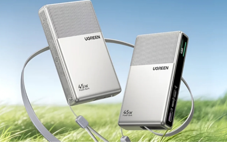 Ugreen P7 Resmi Meluncur, Power Bank 20.000mAh 45W Punya 2 Kabel Bawaan dan Layar Warna