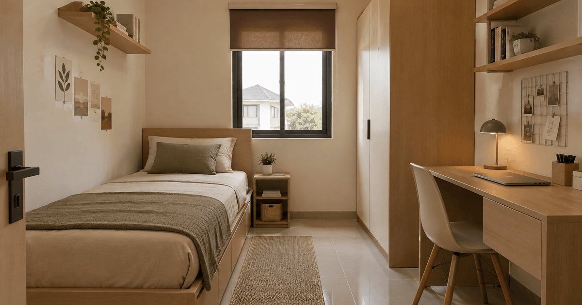 Kamar Kos Minimalis Earth Tone: Modal Rp100 Ribu, Suasana Langsung Kayak Kafe