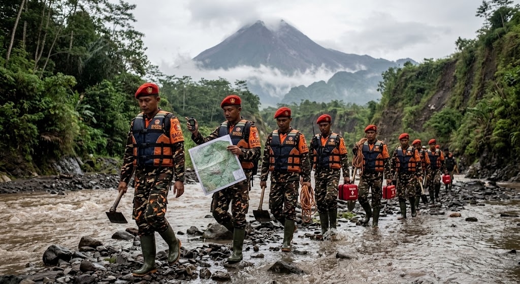 Antisipasi Bencana Musim Hujan, BAGANA Pemalang Susuri Sungai Lereng Gunung Slamet, Material Sisa Banjir Bandang Masih Menumpuk