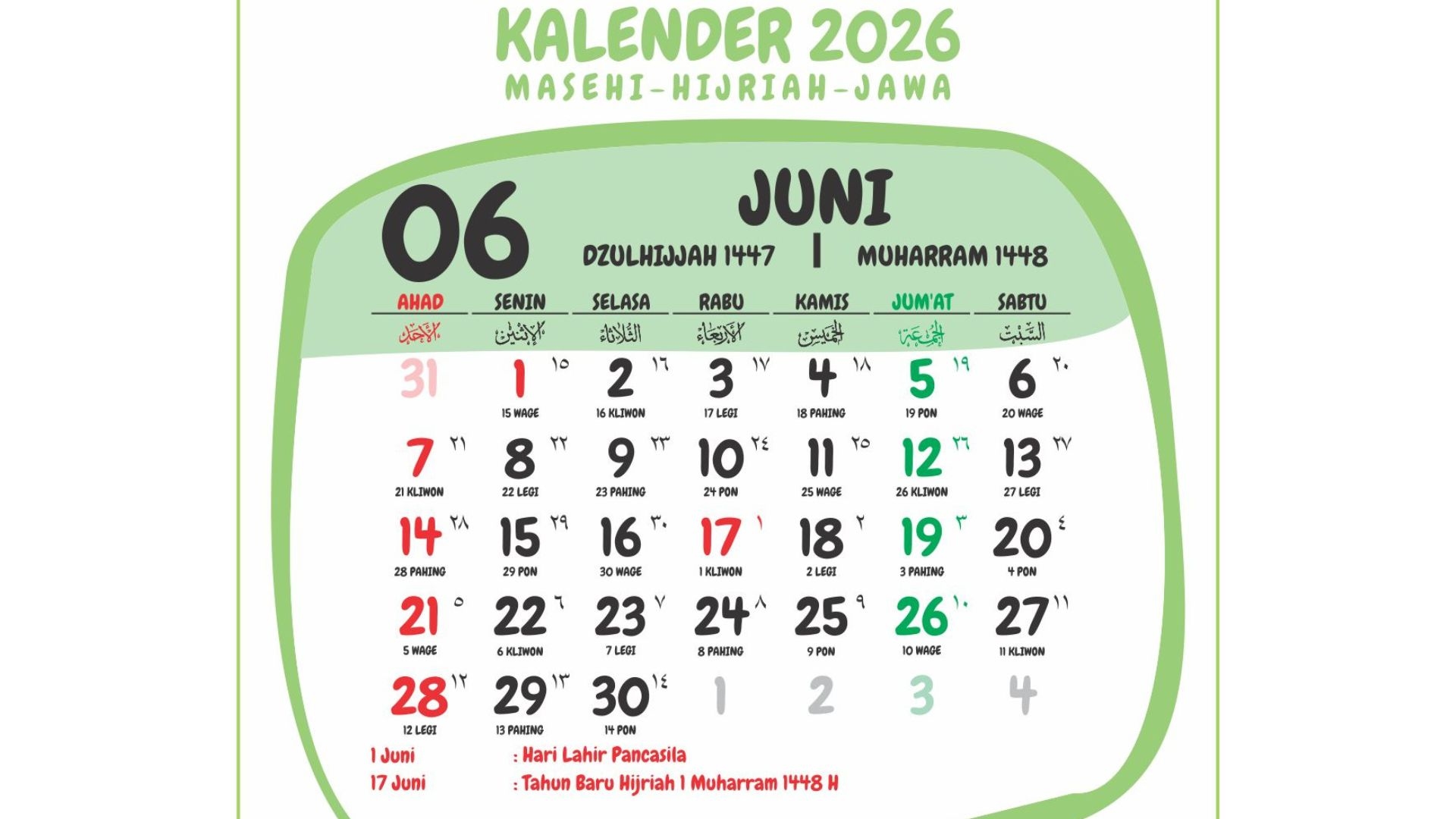 Menapak Jejak Leluhur: Kalender Jawa Juni 2026 Lengkap dari Weton Hingga Hari Baik