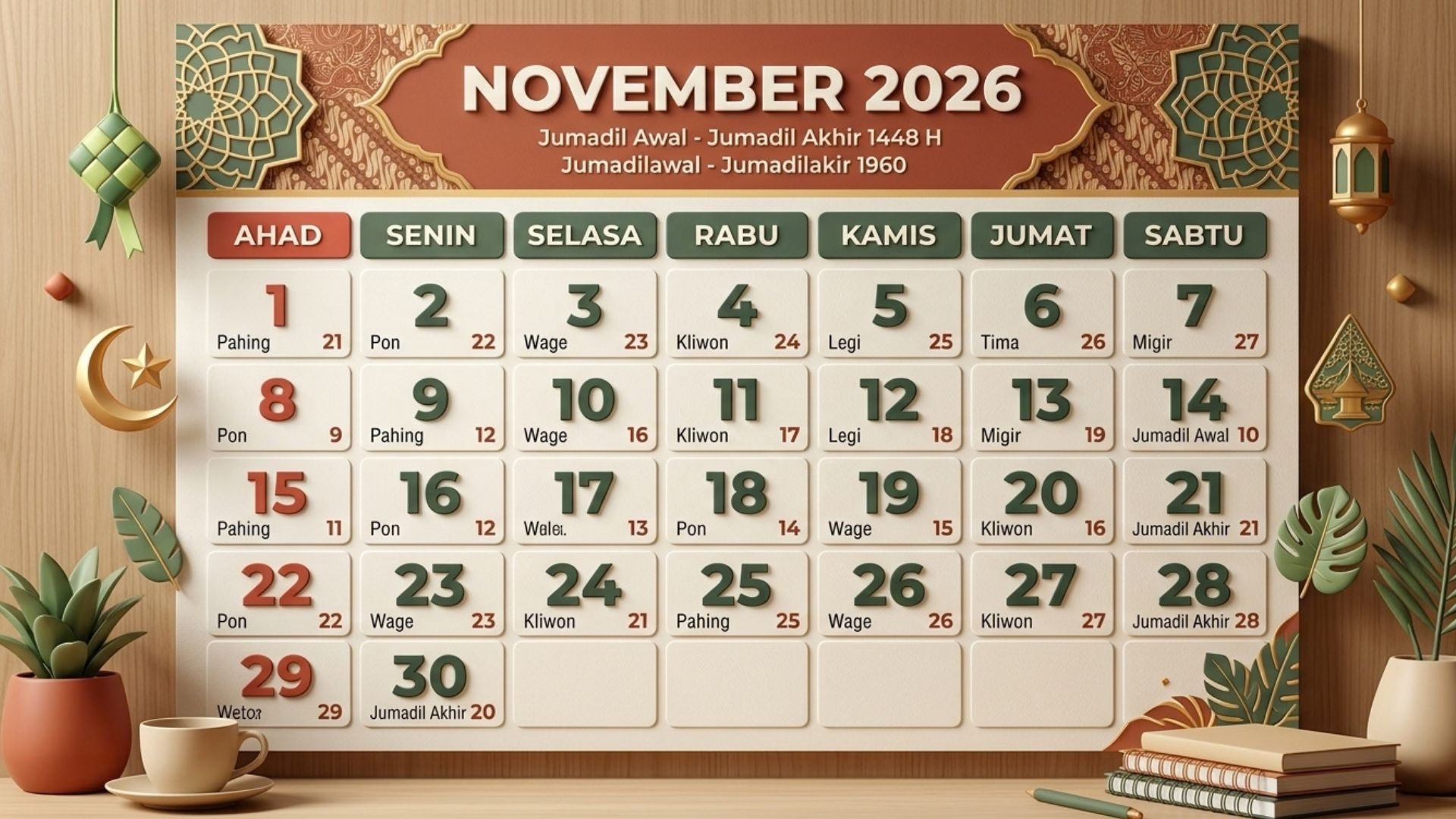 Panduan Lengkap Kalender Jawa November 2026, dari Minggu Pahing hingga Senin Legi