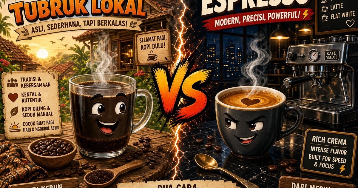 Kopi Tubruk vs Espresso: Yang Satu Menunggu Ampas, Yang Satu Menaklukkan Tekanan