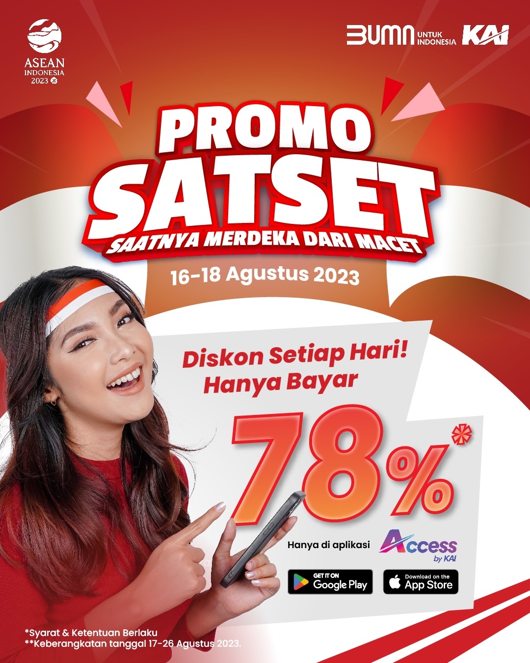 Peringati HUT Ke-78 RI, KAI Hadirkan Tiket Kereta Promo Satset 78 Persen hingga Tarif Hanya 78 Ribu