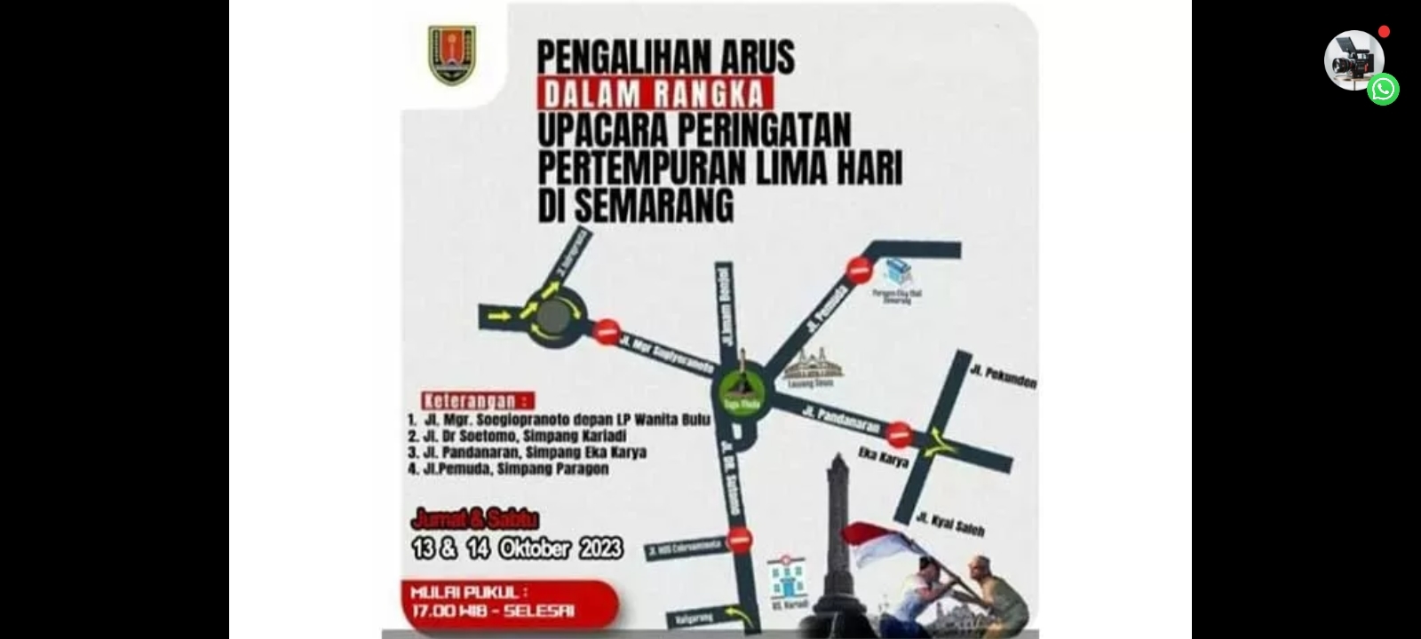 Ada Peringatan Pertempuran 5 Hari di Semarang, Akses Jalan ke Tugu Muda Dialihkan