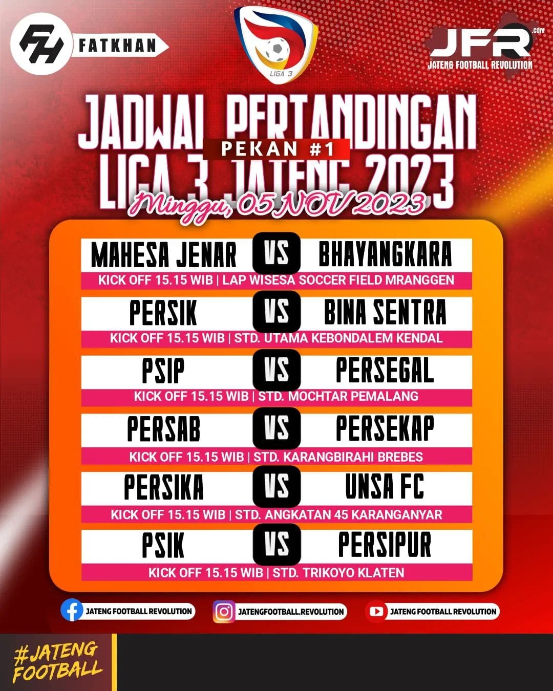 Derby-Derby Memikat di Pembukaan Liga 3 Jateng 2023: Jadwal Lengkap di Sini