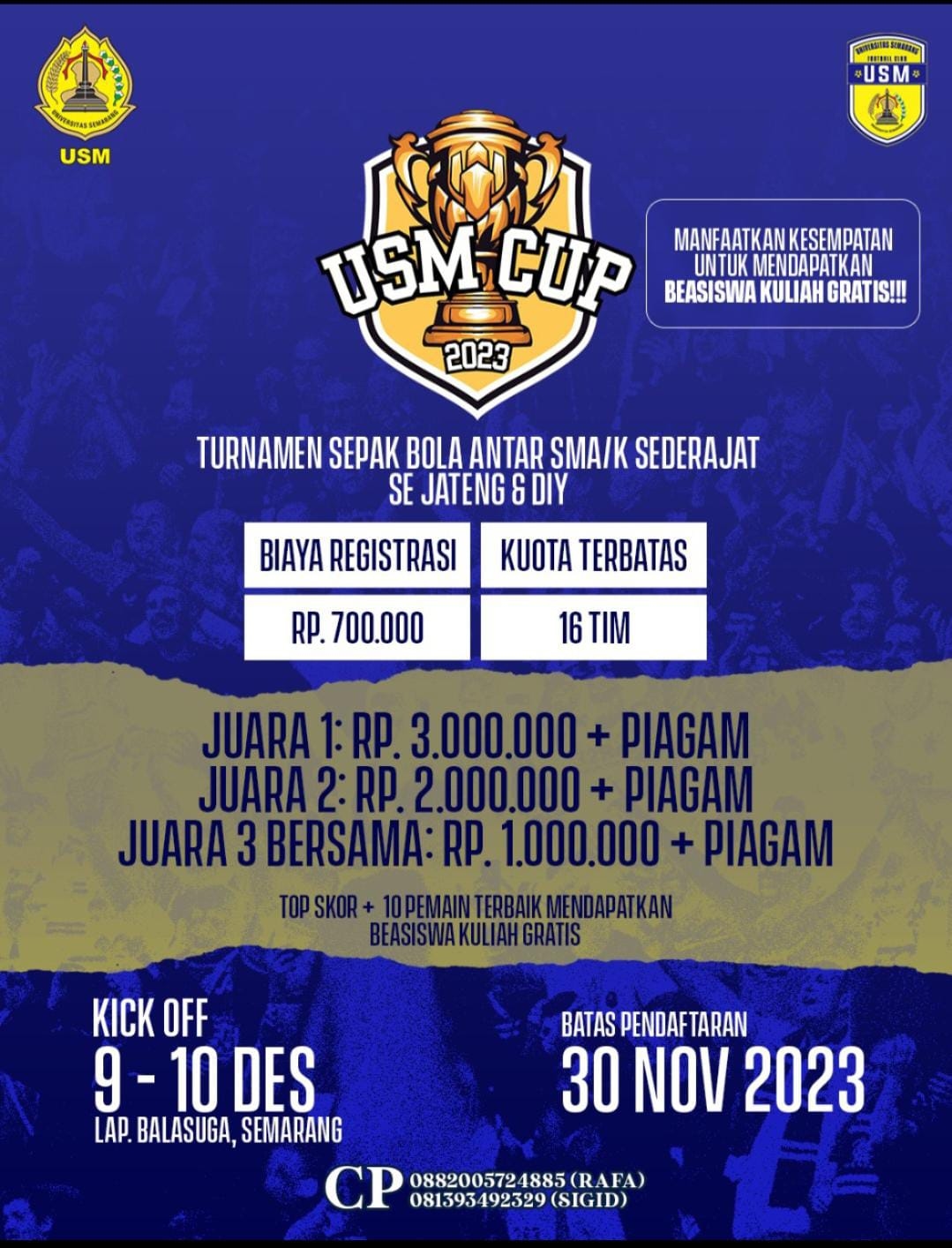 USM Cup 2023 Siap Bergulir: 16 Tim SMA/K Sederajat Bersaing