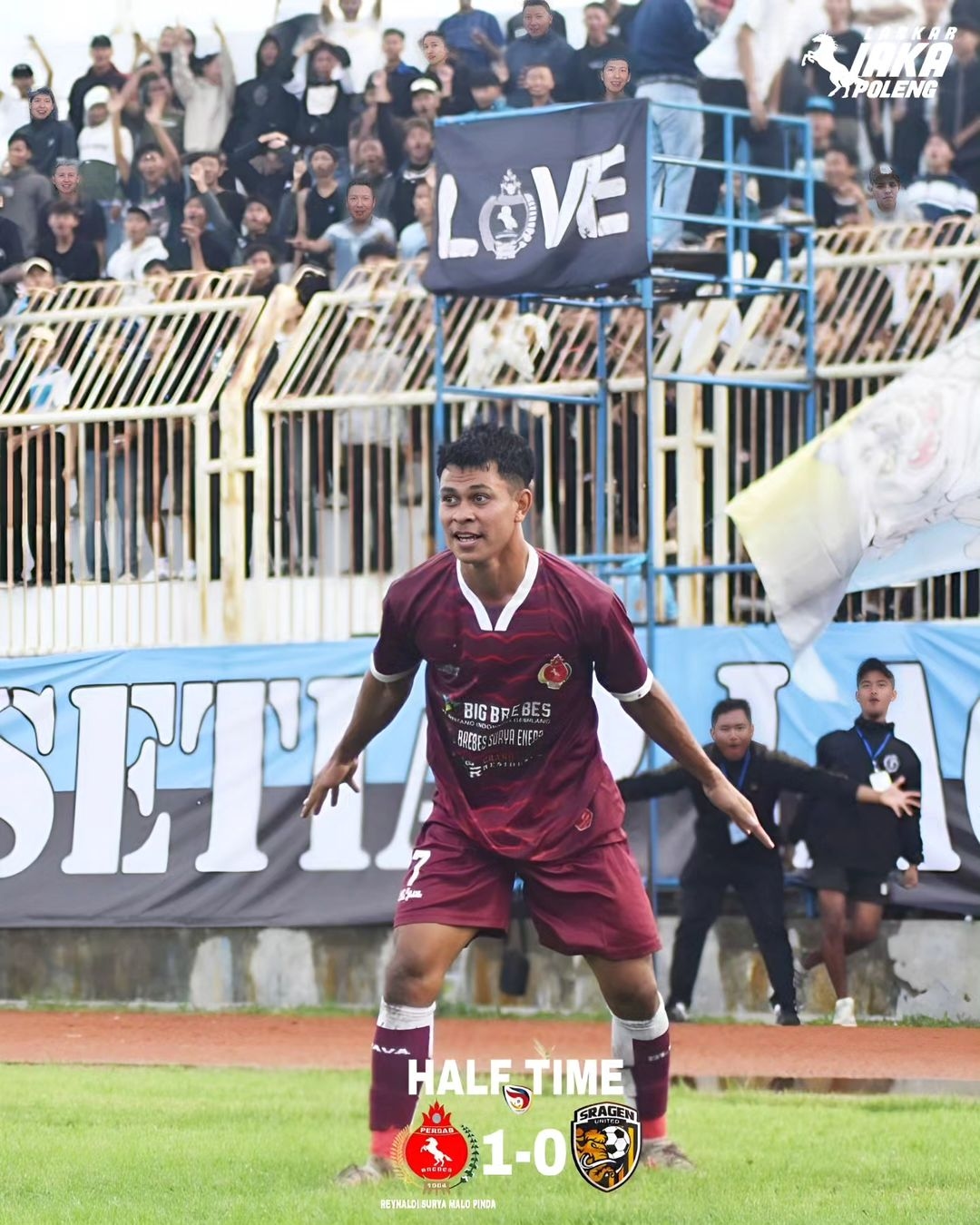 Selebrasi 'Siu' Reynaldi Surya Bawa Persab Brebes Unggul Tipis Atas Sragen United di Babak 12 Besar Liga 3 Jateng
