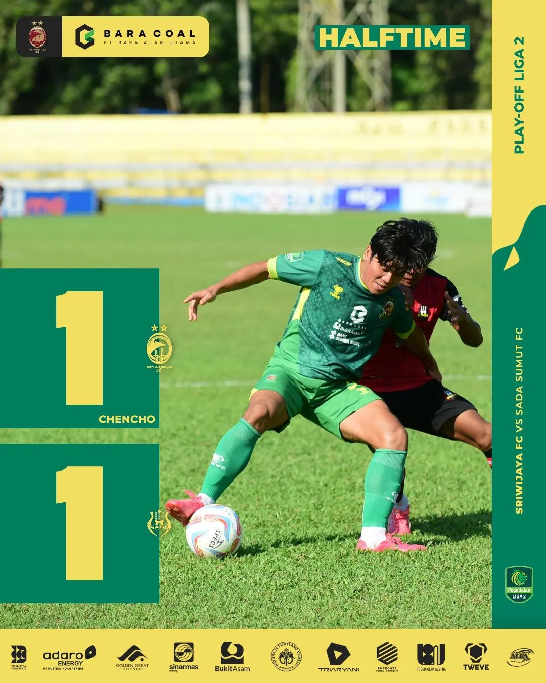 HASIL AKHIR FULL TIME Sada Sumut vs Sriwijaya FC, MENANG SIAPA? SCORE 1-1 Babak Pertama CEk Skor Babak Kedua Playoff Liga 2 Degradasi