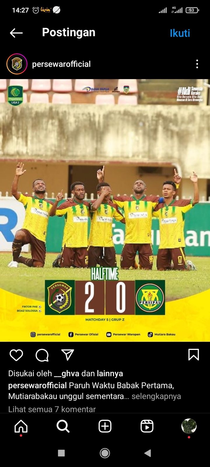 HASIL AKHIR Persewar Waropen vs Persipal, SKOR 2-1 Babak Kedua Diwarnai Kartu Merah Pemain Tamu, Cek Score Final Full Time