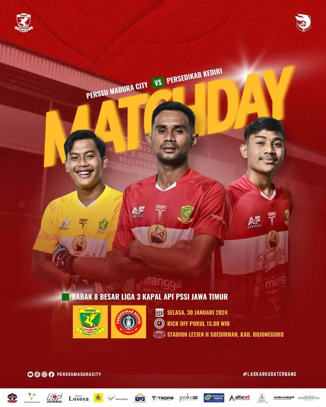 Live Sekarang: Tonton Pertarungan Perssu Madura City vs Persedikab Kediri Babak 8 Besar Liga 3 Jatim, Klik untuk Streaming