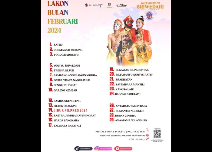 Pesona Wayang Orang Sriwedari: Jadwal Event Pertunjukan dan Harga Tiket Bulan Februari 2024