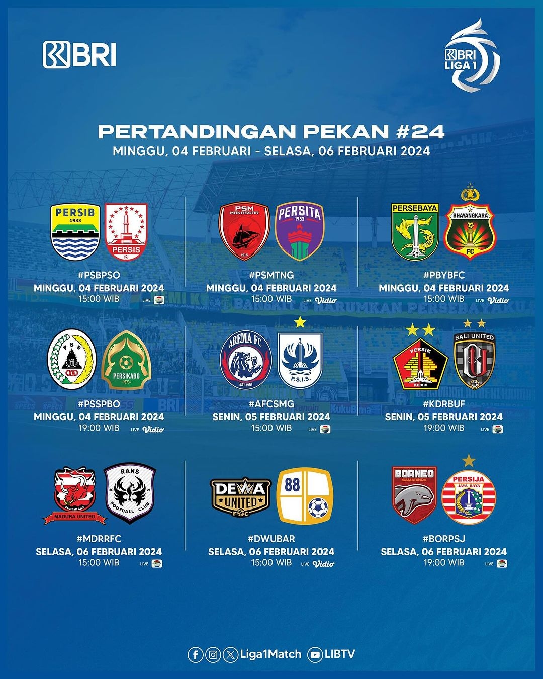 Berikut Jadwal dan Jam Tayang Liga 1 Pekan ke-24 Hari Ini