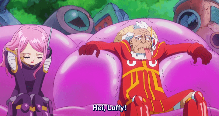 Luffy Disulap Menjadi Sosok Kakek-Kakek oleh Bonney di Salah Satu Adegan One Piece Episode 1094