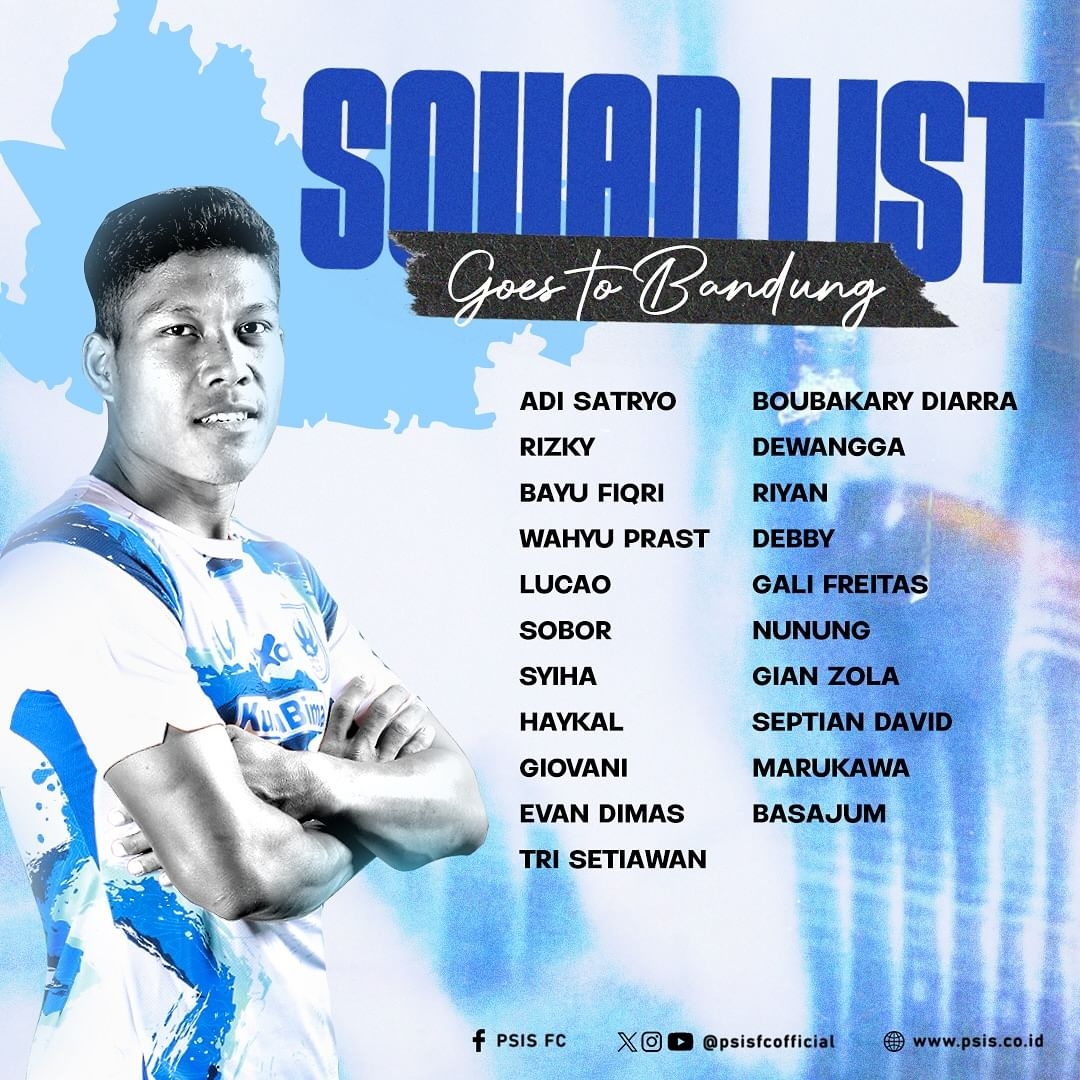 PSIS Semarang Tetapkan Skuad untuk Tantangan Bandung: Basajum Siap, Fredyan Wahyu dan Vitinho Absen