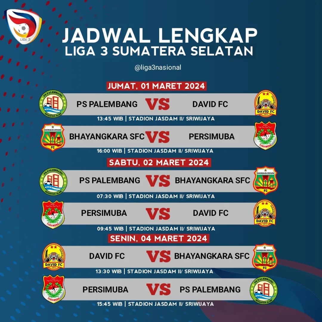 Ini Jadwal Lengkap Babak Penyisihan Hingga Final Liga 3 Zona Sumatera Selatan
