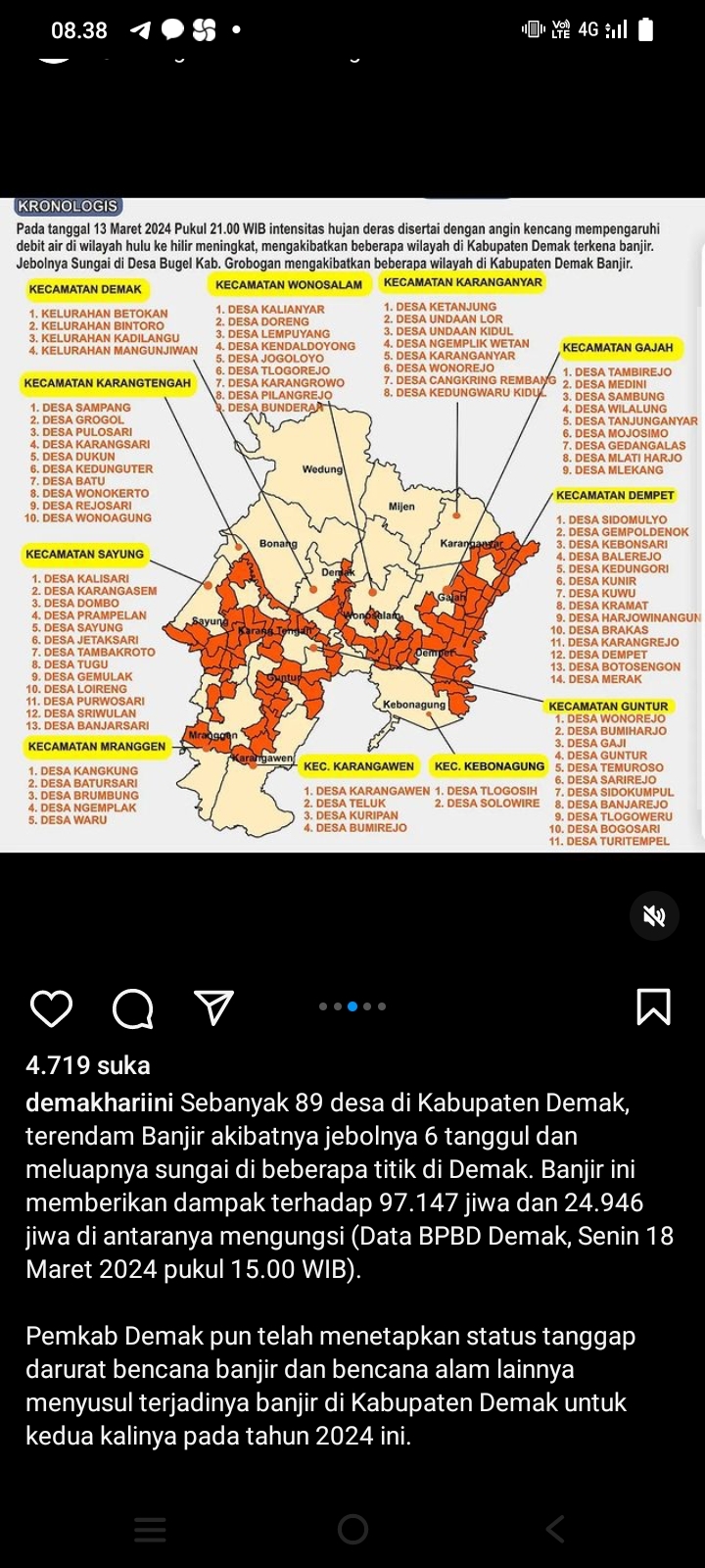 Update Banjir Demak, Berikut 89 Desa Dari 11 Kecamatan yang Terdampak Banjir
