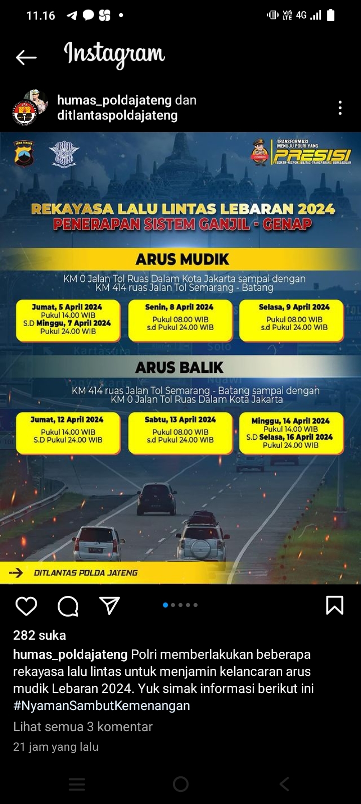 Hadapi Arus Mudik Lebaran 2024, Polda Jateng Berlakukan Sistem Ganjil Genap Mulai 5 Hingga 16 April