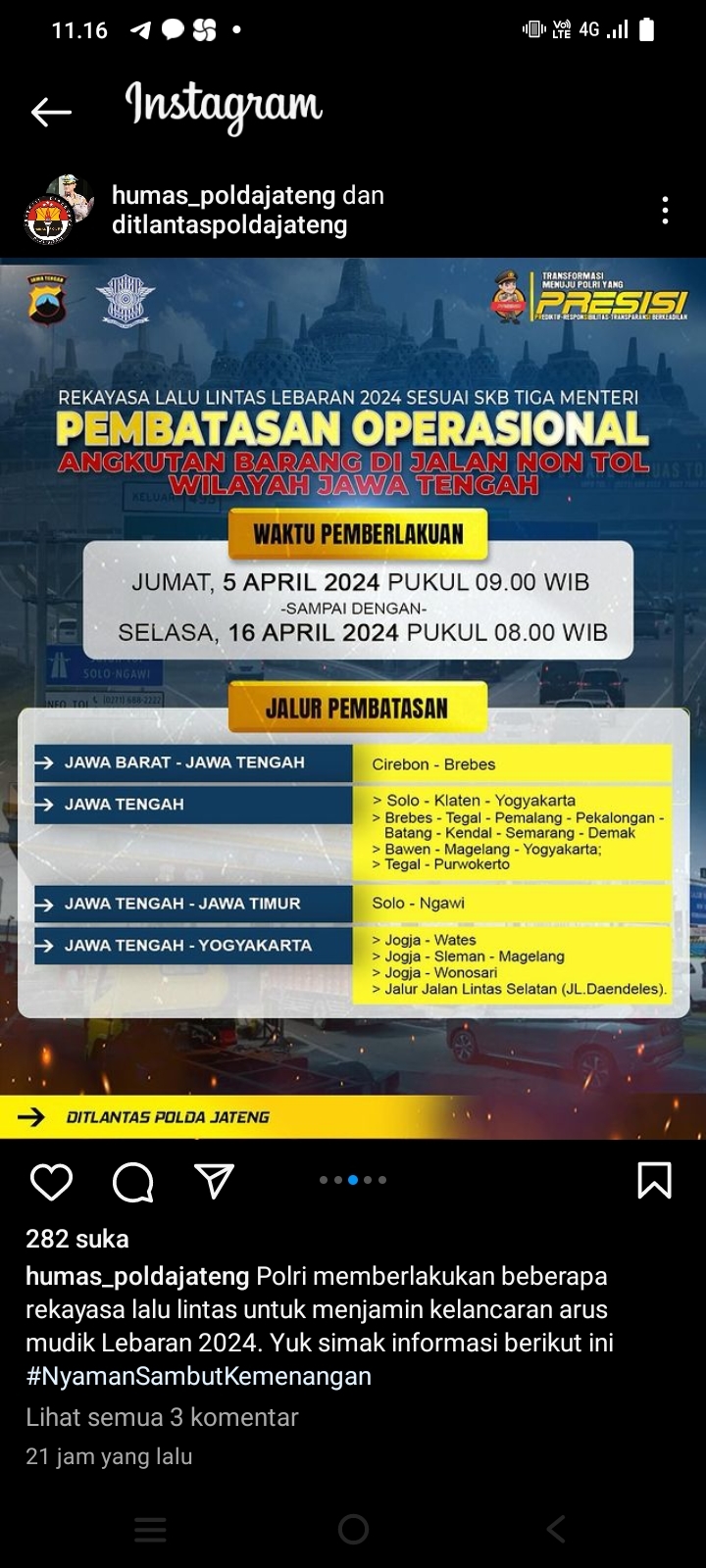 Polda Jateng Umumkan Waktu Pembatasan Jalur Non Tol Kendaraan Besar untuk Libur Lebaran
