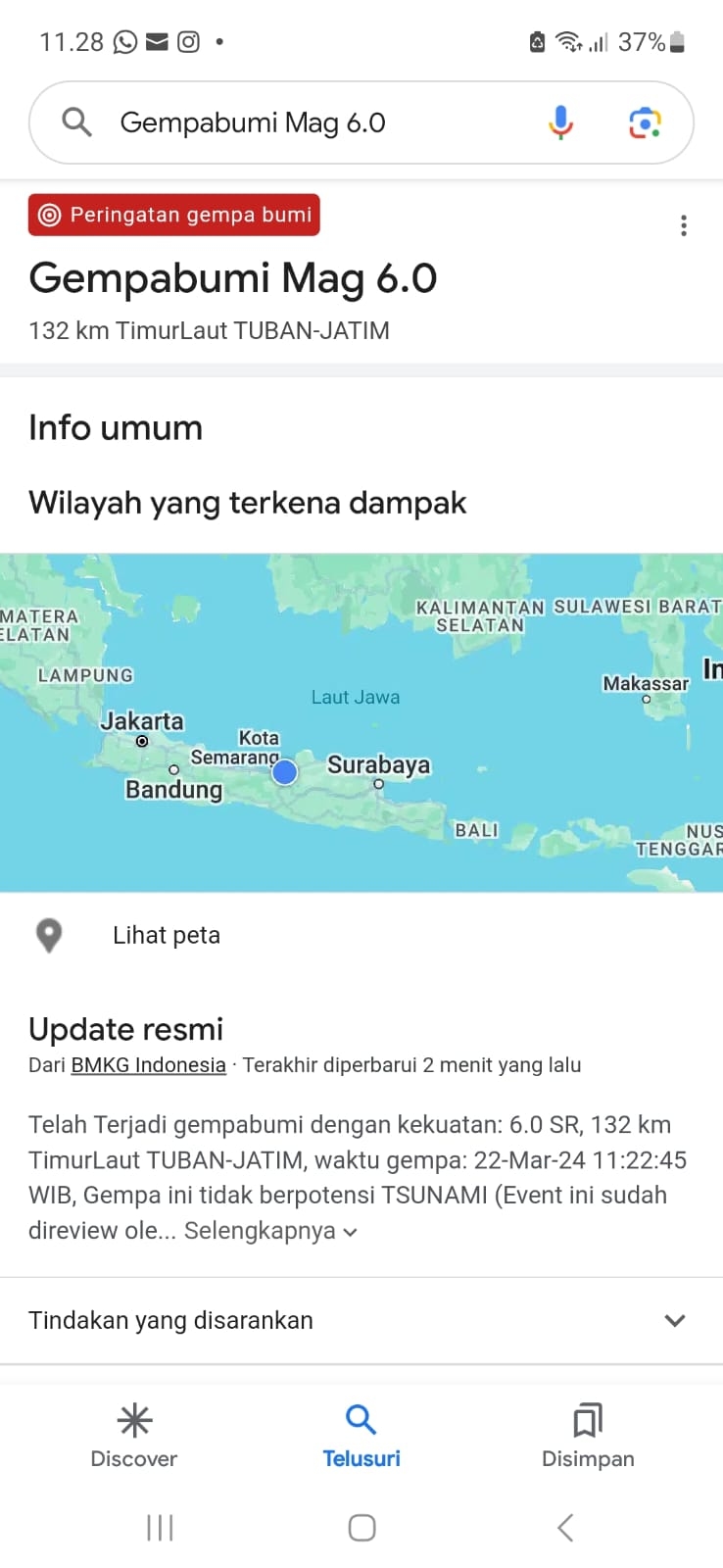 BREAKING NEWS! Tuban Surabaya Dihantam Gempa 6 Magnitudo, Getaran Terasa hingga Semarang Pati Jepara Pantura Gempa Terkini 2 Menit Lalu Jumat 22 Maret