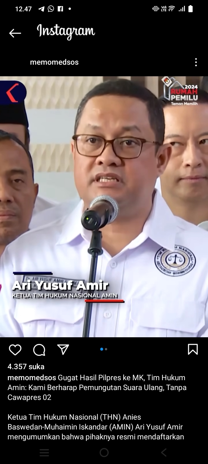 Gugat ke MK, Timnas Amin Minta Pilpres Diulangi Tanpa Cawapres 02