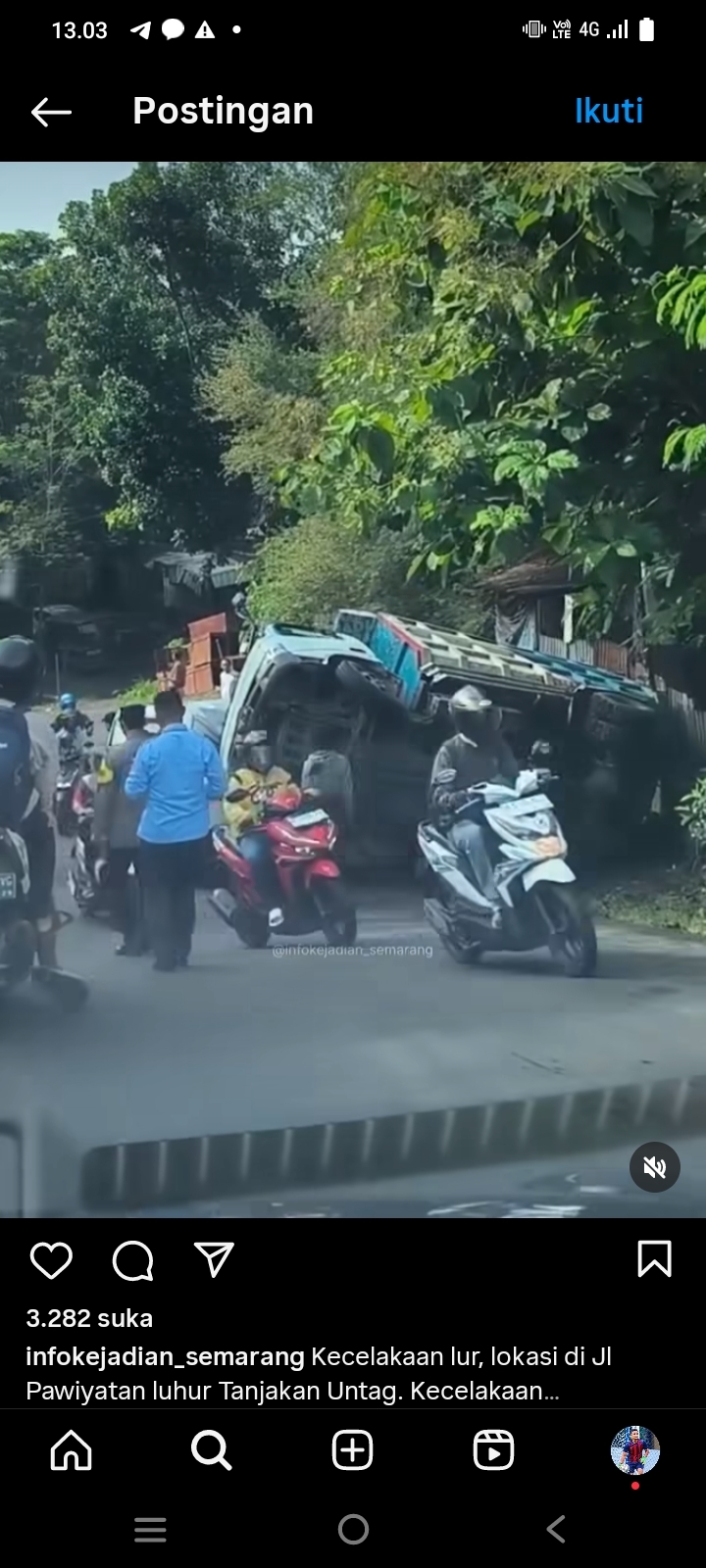 Terjadi Kecelakaan di Depan Untag Semarang, Timbulkan Kemacetan Panjang