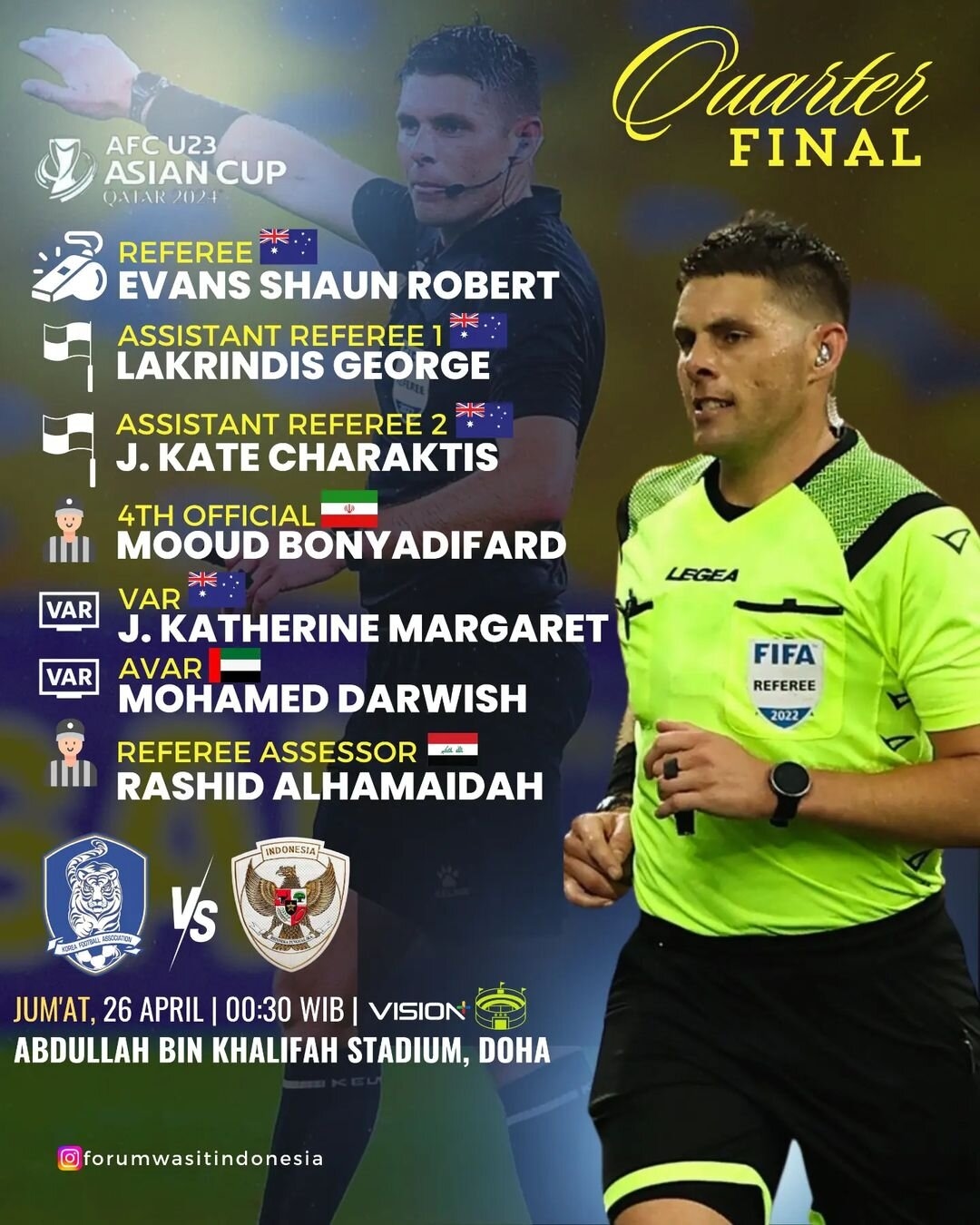 Berikut Profil Shaun Evans, Wasit Australia yang Bakal Memimpin Laga Indonesia Kontra Korea Selatan