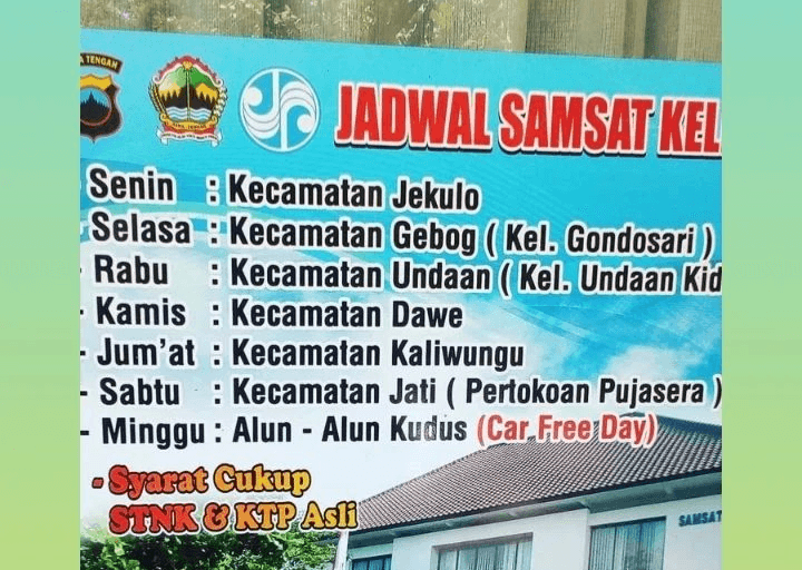 Warga Kudus Cari Lokasi Dimana Samsat Keliling? Cek Jadwal Samsat Keliling Area Kabupaten Kudus Hari Ini 20 Juni 2024