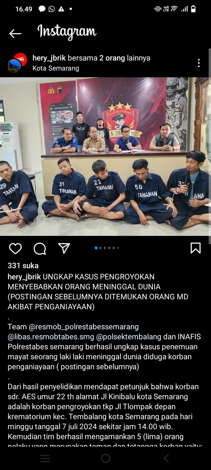 Penemuan Mayat di Jl Kinibalu Semarang, Polisi Berhasil Amankan Lima Terduga Pelaku yang Mengeroyok