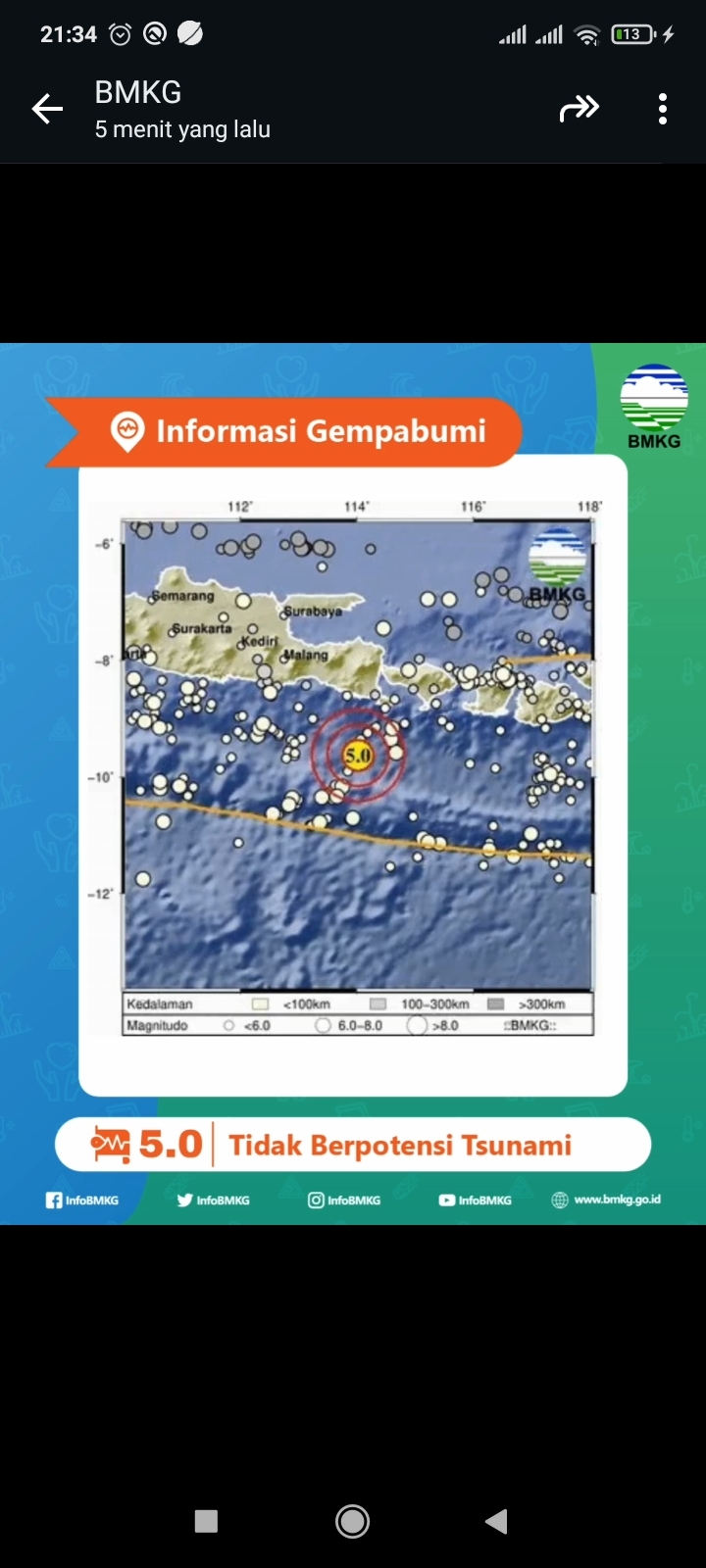 Gempa Bali Gempa Bumi Dirasakan 2 Menit Lalu, Gempa Magnitudo 5.0 Guncang JEMBRANA Bali Malam Ini 14 AGUSTUS 2024