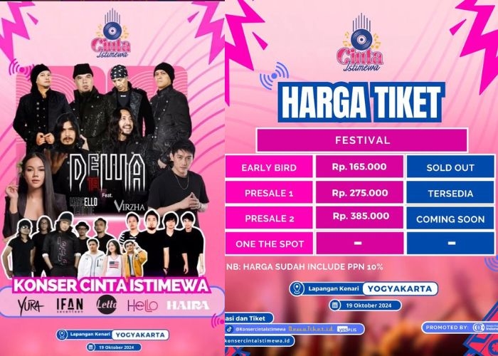 Event Vibes! Saksikan Penampilan Dewa 19, Letto dan Yura di Konser Cinta Istimewa, Persembahan Musik di Yogyakarta! Buruan Beli Tiketnya