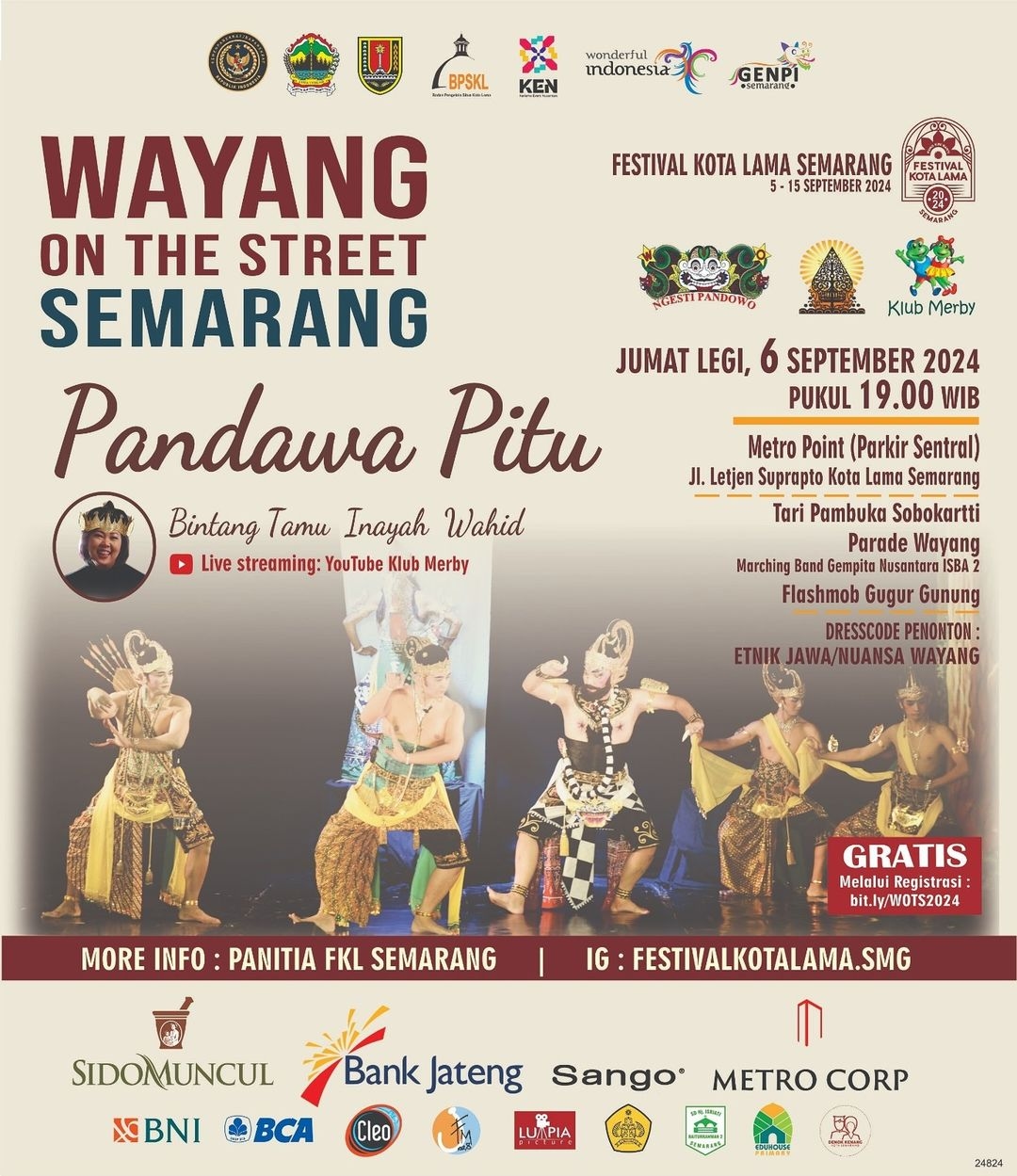 Semarang Event Vibes! Wayang On The Street dengan Tema Pandhawa Pitu, Perpaduan Budaya dan Modernitas di Kota Lama