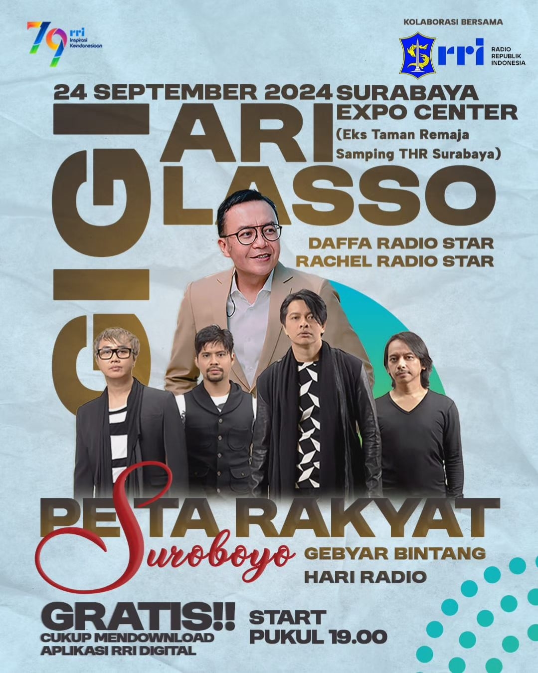 Event Vibes! Acara Kolaborasi RRI dan Pemkot Surabaya Gebyar Bintang Hari Radio Pesta Rakyat Suroboyo, Rayakan Hari Radio ke-79 Bersama Musisi Ternama