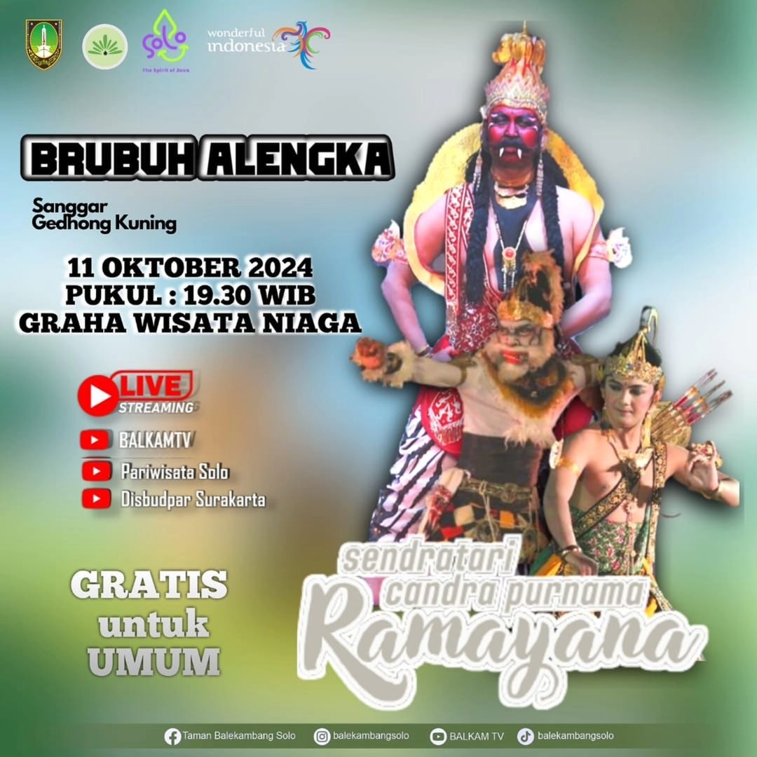 Event Vibes! Saksikan Sendratari Candra Purnama Ramayana: Brubuh Alengka di Surakarta, Disiarkan Live Streaming Juga
