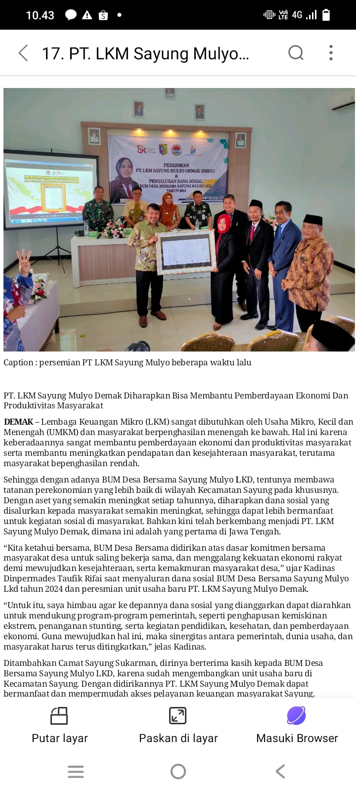 PT. LKM Sayung Mulyo Demak Diharapkan Bisa Membantu Pemberdayaan Ekonomi Dan Produktivitas Masyarakat