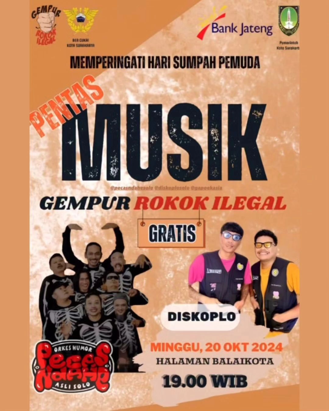 Event Vibes! Perangi Peredaran Rokok Ilegal, Mari Kita Bergembira Ria Melalui Perhelatan Pentas Musik Gempur Rokok Ilegal di Halaman Balaikota Solo