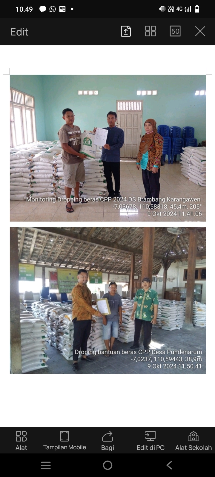 PPL BPP Karangawen Pantau Droping Beras Bantuan