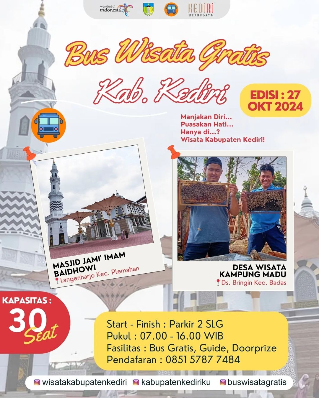 Jatim Vibes! Jelajahi Pesona dan Keunikan Kediri Secara Gratis! Yuk, Ikuti Wisata Bus Gratis Edisi Oktober 2024!