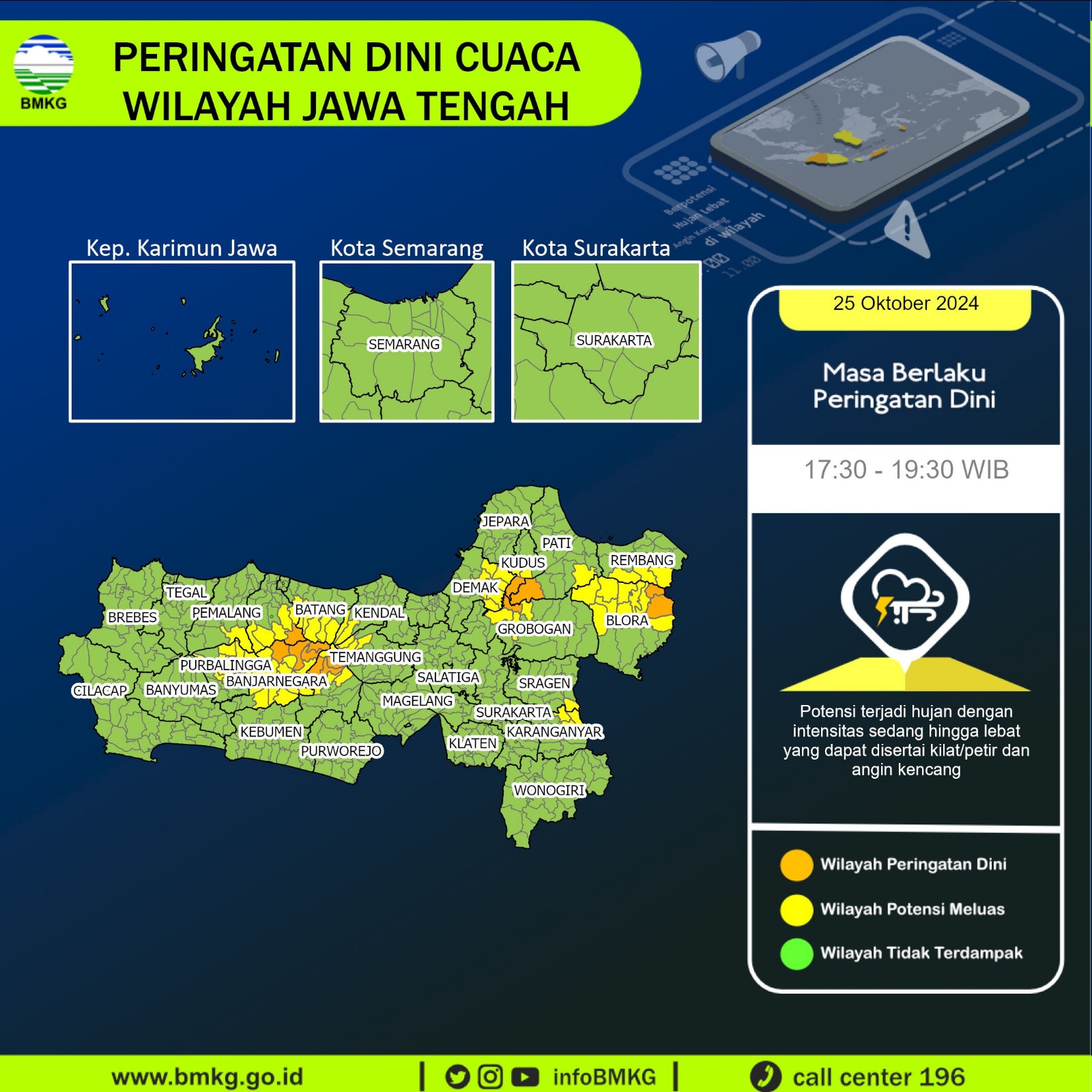 Jateng Vibes! Update Peringatan Dini Cuaca Jawa Tengah Jumat 25 Oktober 2024 Pukul 17.30-19.30 WIB! Masih Berpotensi Hujan Lebat di Beberapa Wilayah