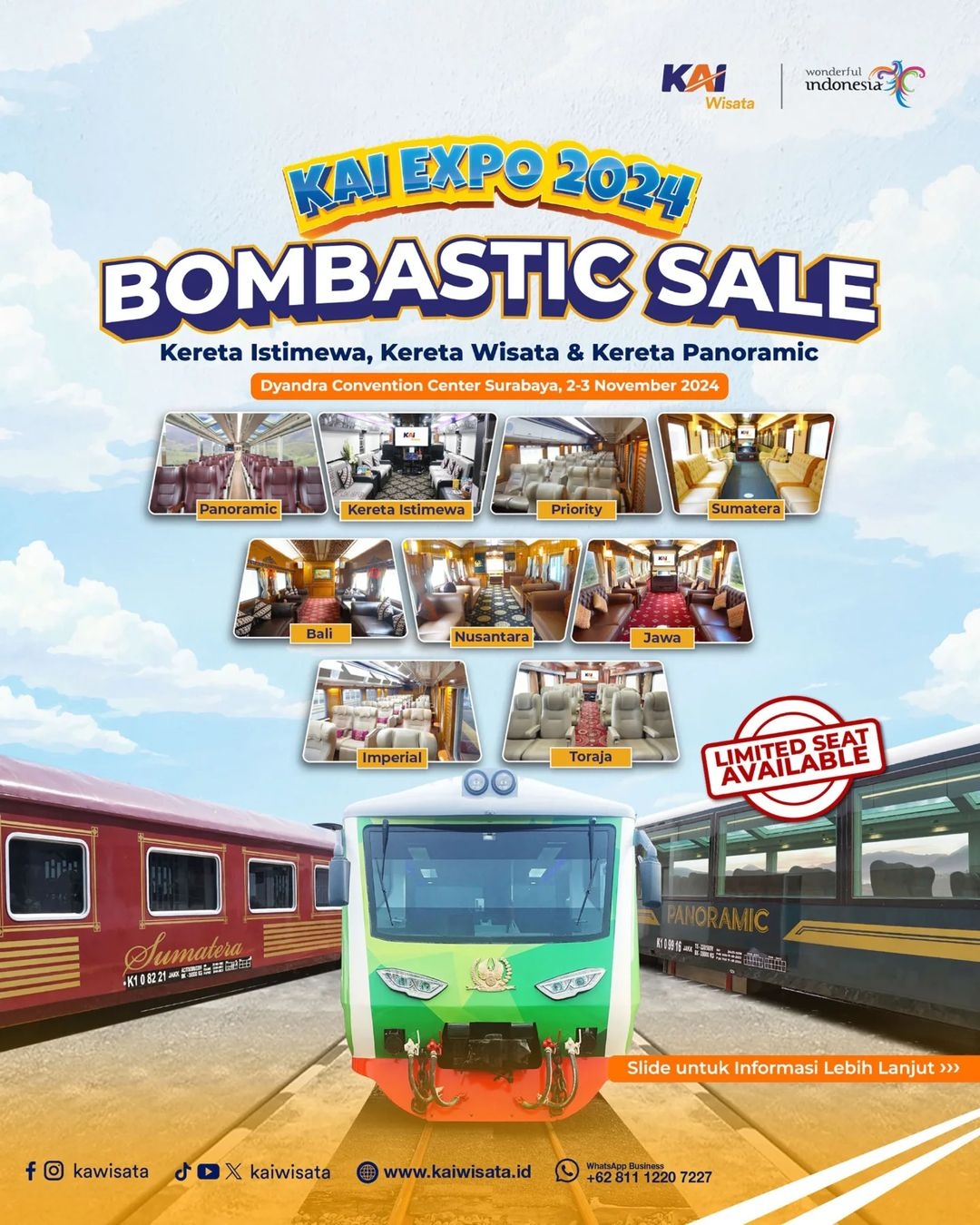 Event Vibes! Nikmati Perjalanan Mewah di Akhir Tahun! Diskon Hingga 20 Persen Kereta Wisata Tematik dan Panoramic dari KAI Expo 2024