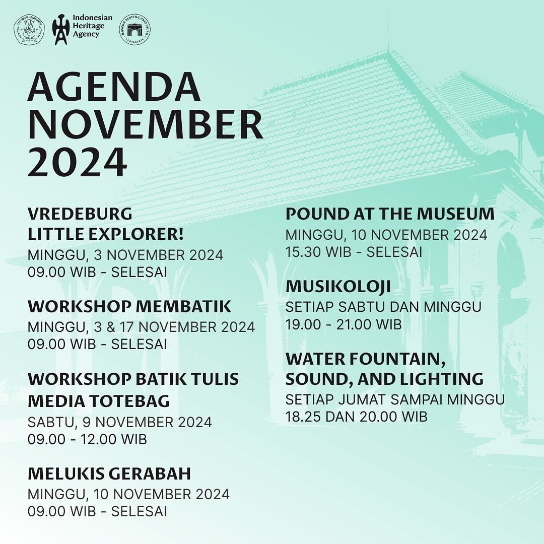 Event Vibes! Agenda Seru di Museum Vredeburg Yogyakarta Selama November 2024! banyak Acara Menarik Buat Hiburan Keluarga Tercinta