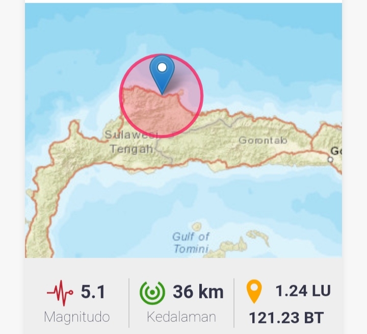 GEMPA BUOL Gempa 5.1 Magnitudo Guncang Buol Sulawesi Tengah, Tidak Berpotensi Tsunami