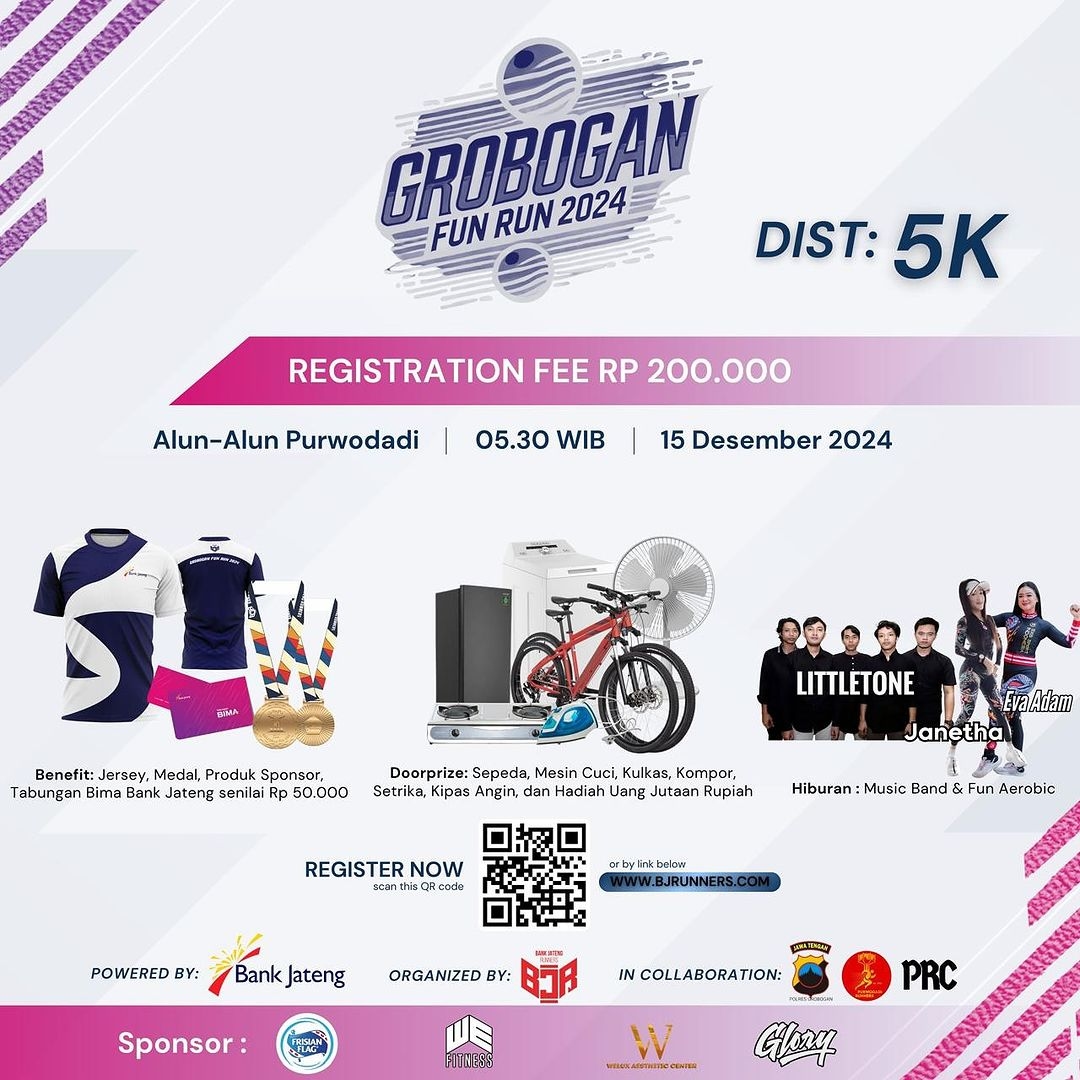 Event Vibes! Yuk Meriahkan GROBOGAN FUN RUN 2024: Ayo Berlari, Raih Prestasi, dan Nikmati Keseruan di Purwodadi!