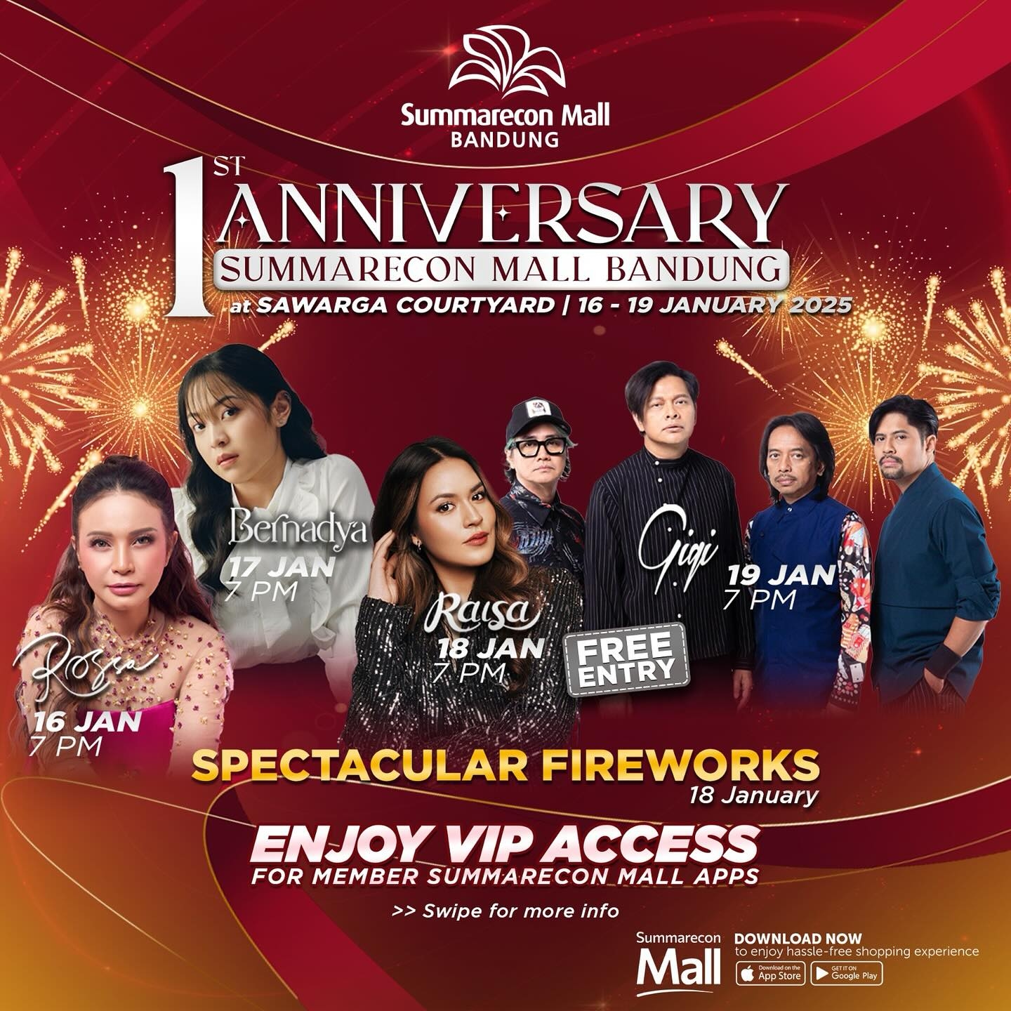 Event Vibes! Sangat Spektakuler! Perayaan 1 Tahun Summarecon Mall Bandung Hadirkan Bintang Tamu Rossa, Raisa, dan Kembang Api Megah!