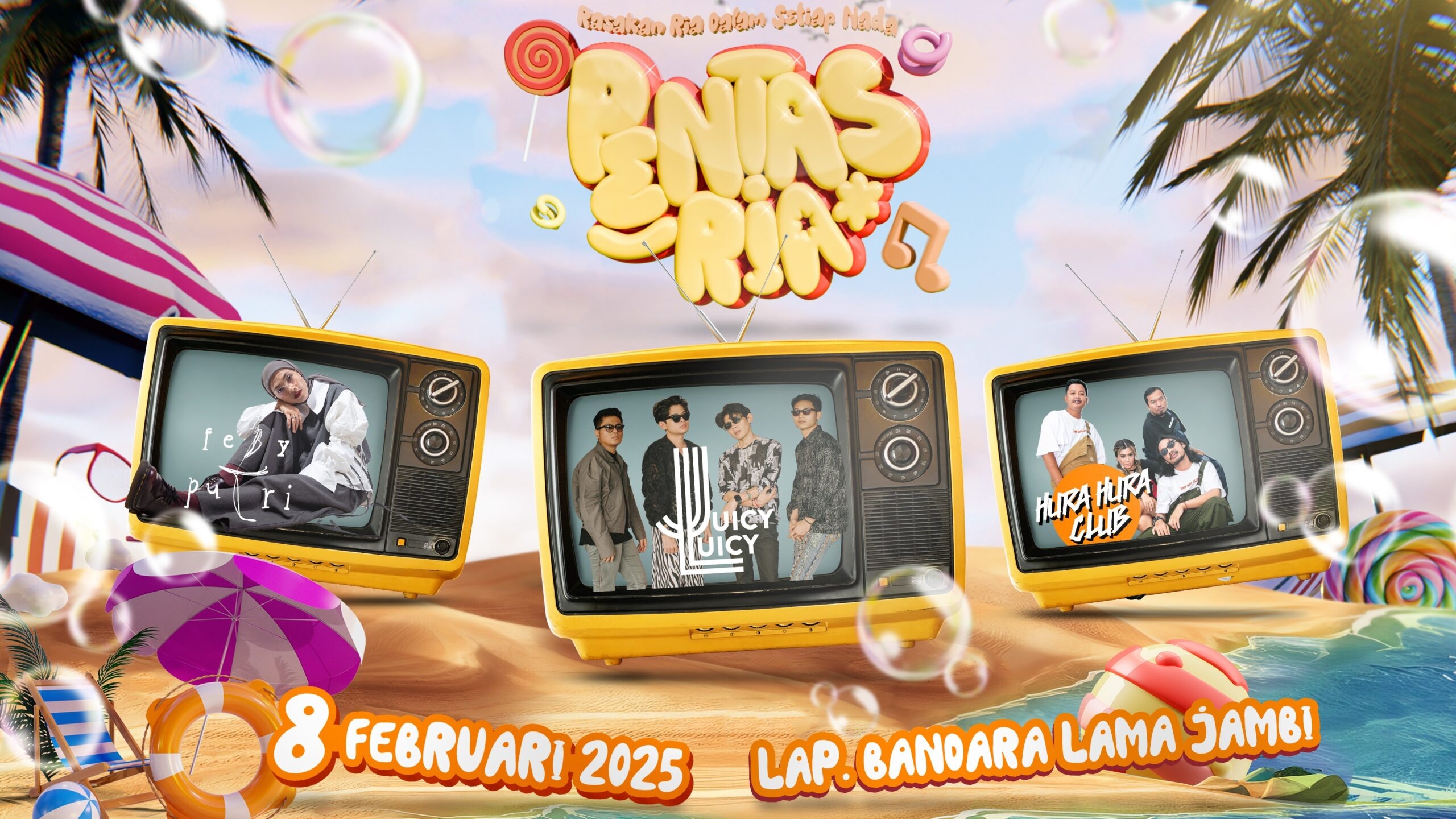 Event Vibes! Festival Musik Pentas Ria Vol 2 di Bandara Lama Jambi: Feby Putri, Juicy Luicy, dan Hura Hura Club Siap Bikin Merinding!