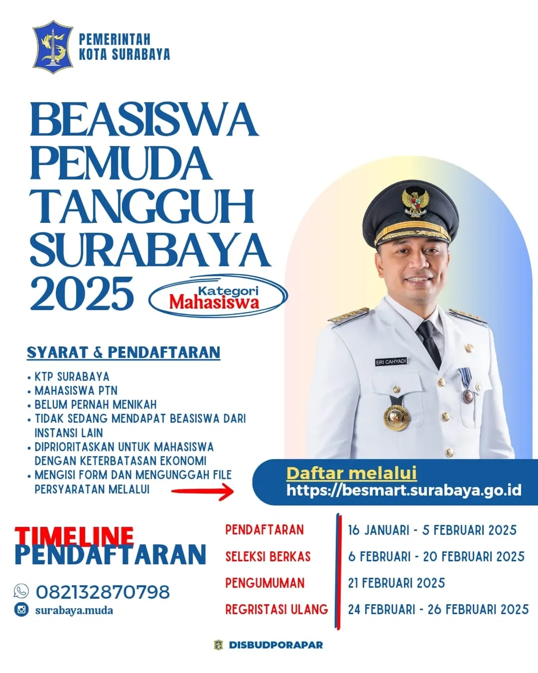Wahai Kamu yang Berstatus Mahasiswa PTN, Ada Info Beasiswa Pemuda Tangguh dari Pemkot Surabaya! Cek Persyaratan dan Buruan Daftar